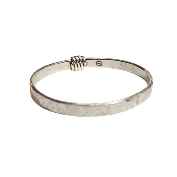 Vintage Sterling Silver Hammered Hollow Bangle Bracelet 8" - Picture 3 of 5